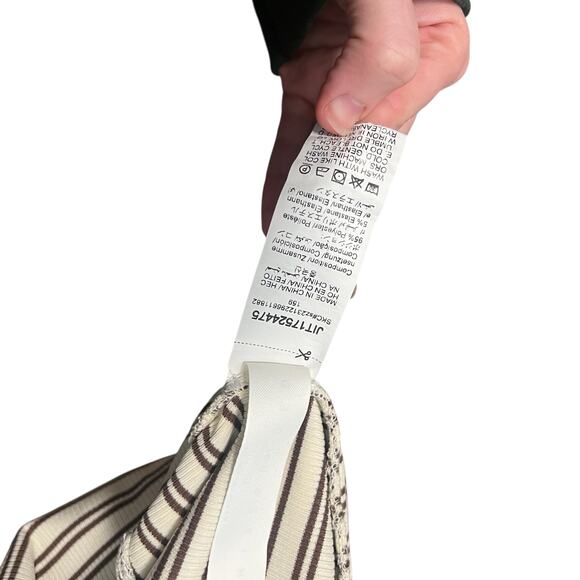 MISSGUIDED Brown & Cream Plunge Halter Nick Striped Backless Bodysuit Size M - Picture 12 of 12